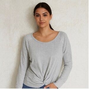 A.N.A Women’s Swoop Neck Gray Long Sleeve Pullover Sweater Size XL